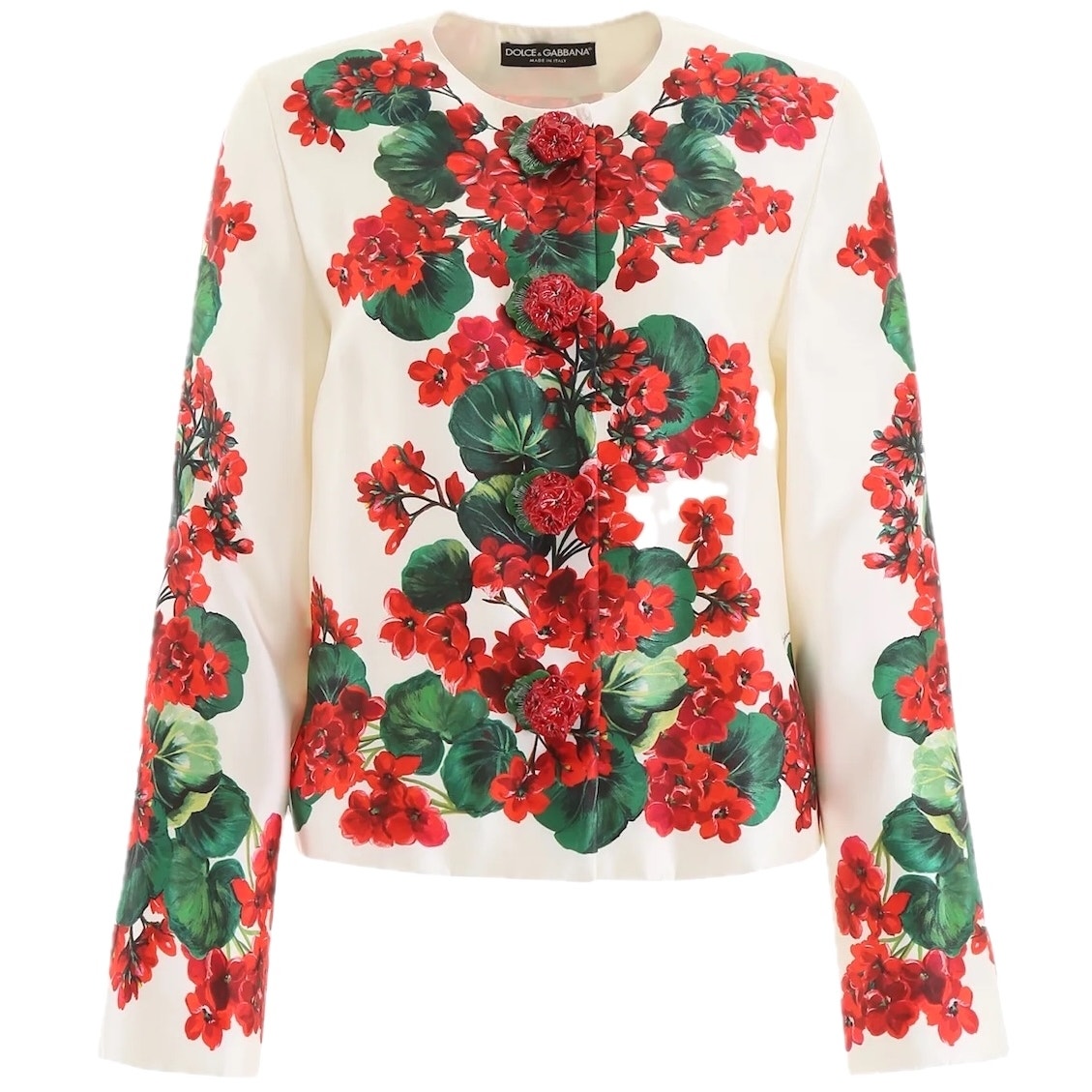 NWT Dolce & Gabbana Portofino Print Mikado Jacket White Red green IT 38  XS