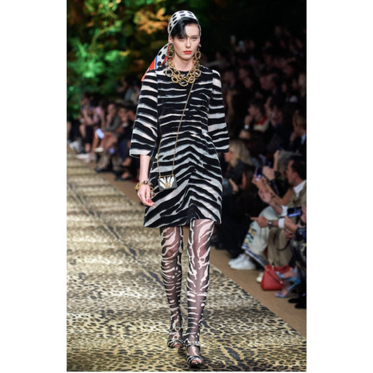 NWT DOLCE & GABBANA Runway Zebra Print Mini Dress Black IT 40 / S