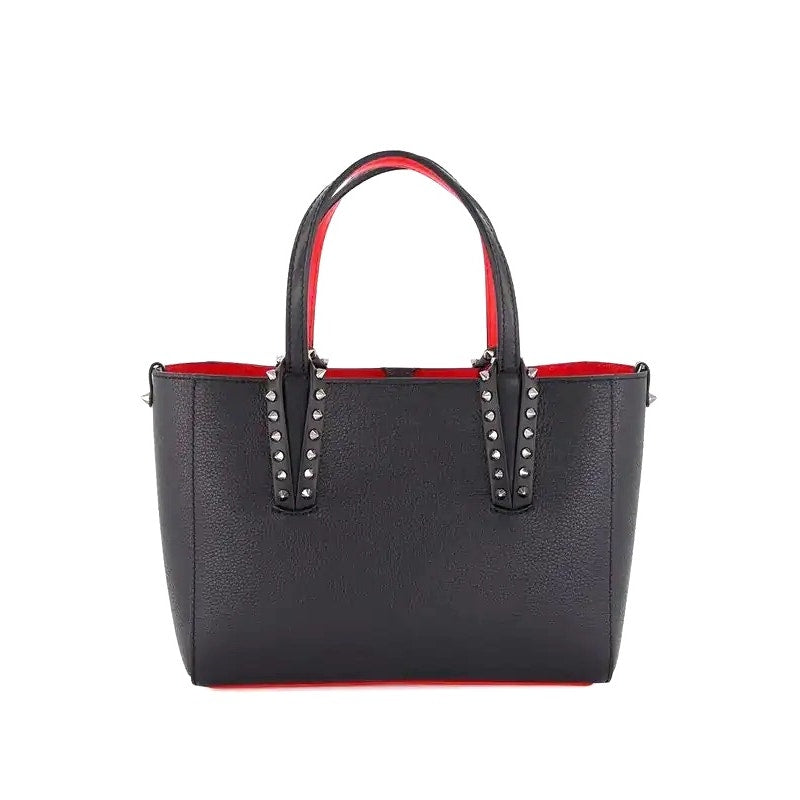 Christian Louboutin Cabata Mini Calf leather spikes Tote Bag Black Red