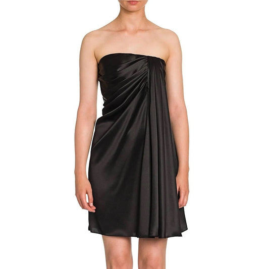 DOLCE & GABBANA Strapless Draped Stretch Satin Mini Dress 40 S