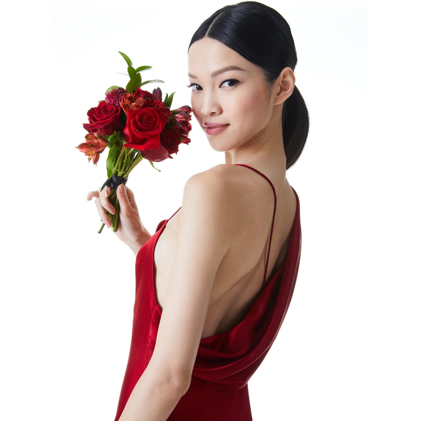 Alice + Olivia Landon Asymmetrical Satin Mini Dress