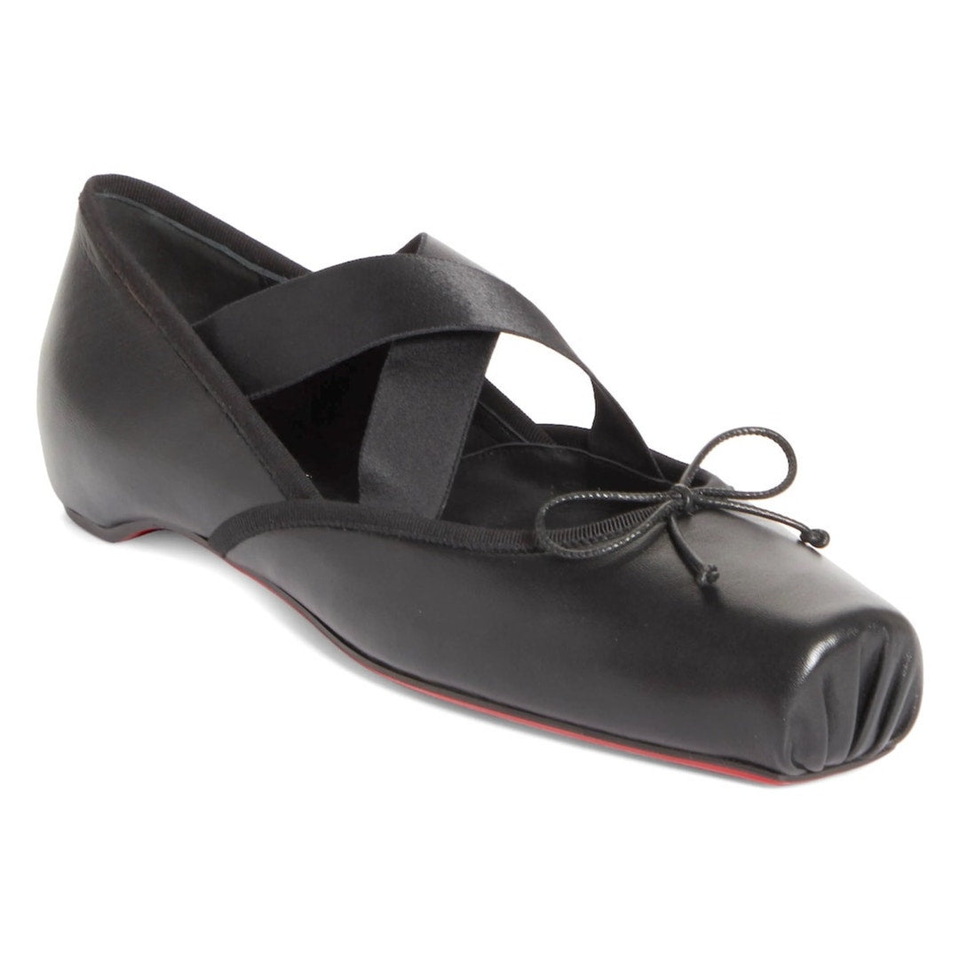 Christian Louboutin  Black Cassiasticina Leather Ballerina Flats