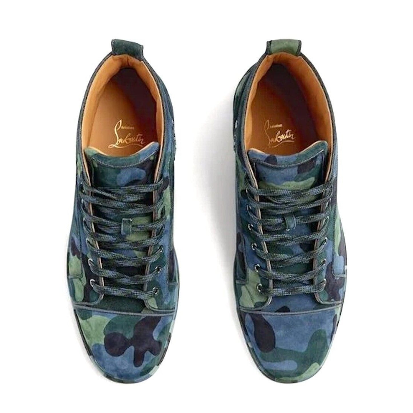 Christian Louboutin Louis Orlato Camouflage Suede Sneaker Blue Green