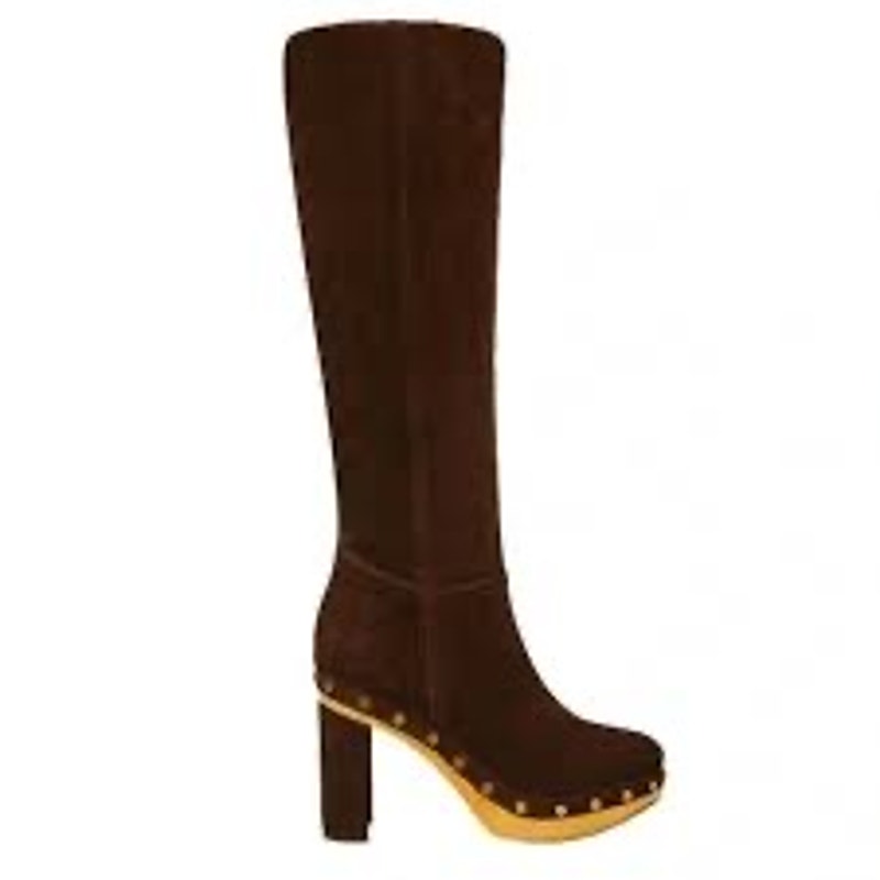 Veronica Beard Glendale Block heel Clog Knee Boots Brown 8