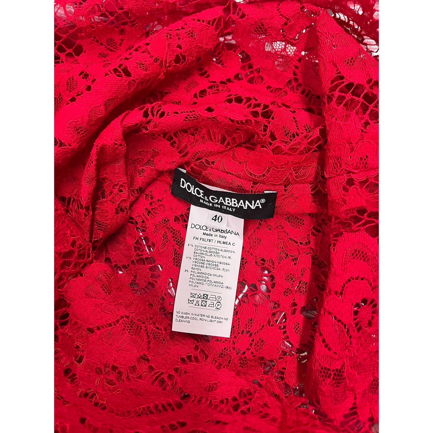 NWT Dolce & Gabbana Cordonetto Lace Blouse Shirt Red