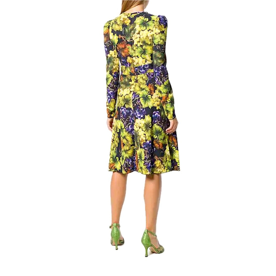 NWT Dolce & Gabbana Grape Print Embellished Dress Yellow IT 40 / S