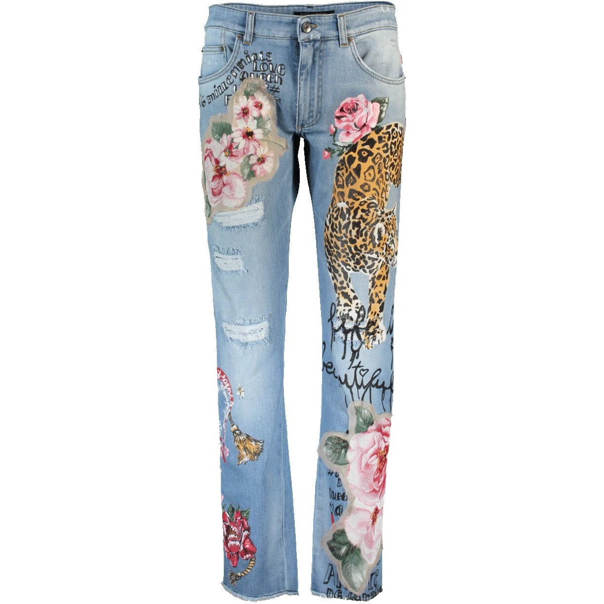 NWT Dolce & Gabbana Tiger Floral Jeans Prints & Embroideries IT 42 M