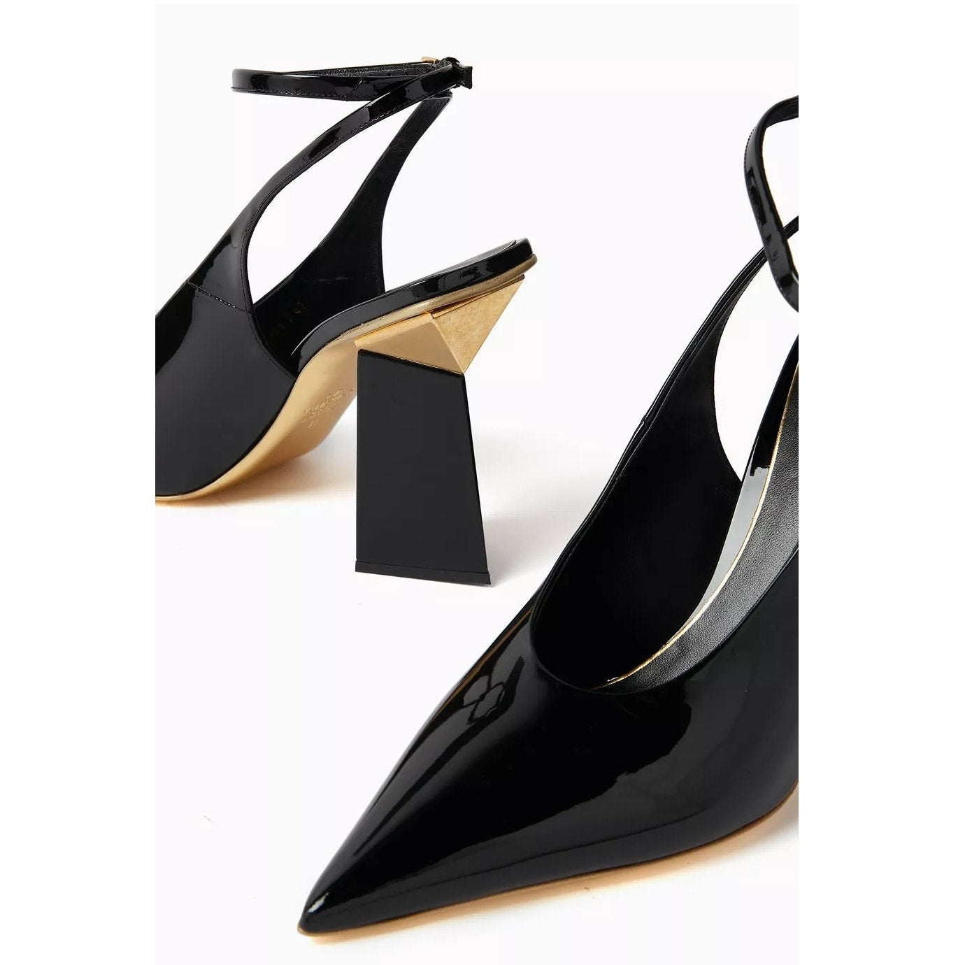 NIB Valentino Garavani Black One Stud Hyper Heel Pumps Gold 36.5