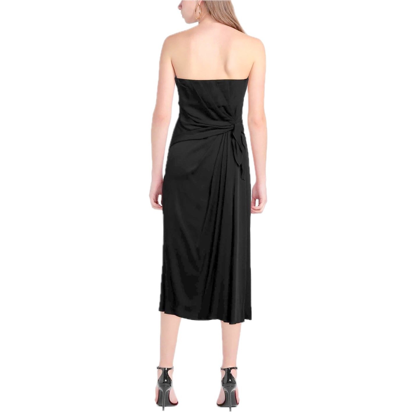 DOLCE & GABBANA Strapless Ruched Midi Dress Black 40 S