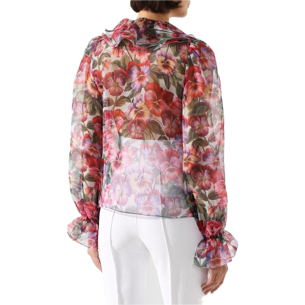 NWT  Dolce & Gabbana Floral Print Blouse Silk Shirt Multicolor IT 36 XXS