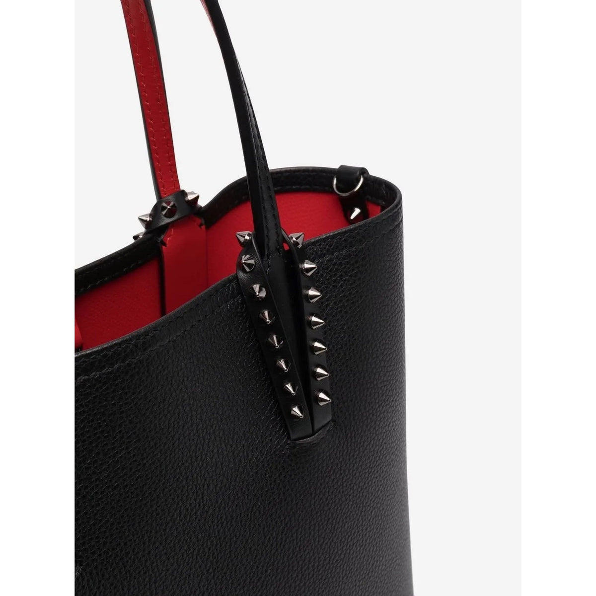 Christian Louboutin Cabata Small Calf leather spikes Tote Bag Black Red