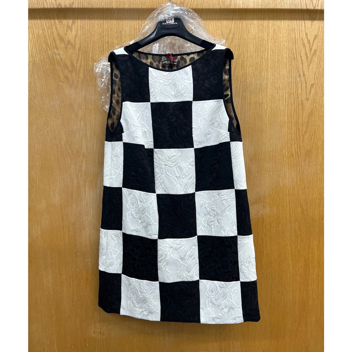 NWT DOLCE & GABBANA  Runway Sleeveless Damier Dress In Patchwork Jacquard 40 S