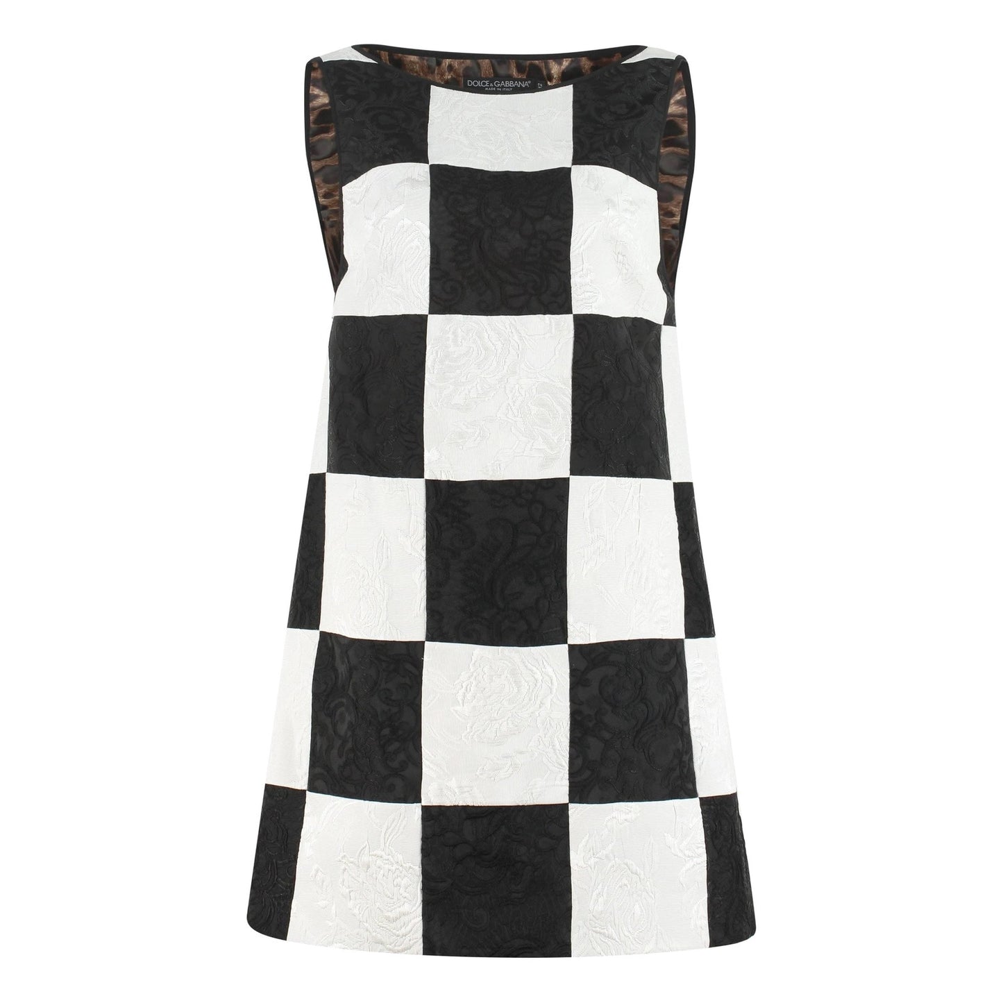 NWT DOLCE & GABBANA  Runway Sleeveless Damier Dress In Patchwork Jacquard 40 S