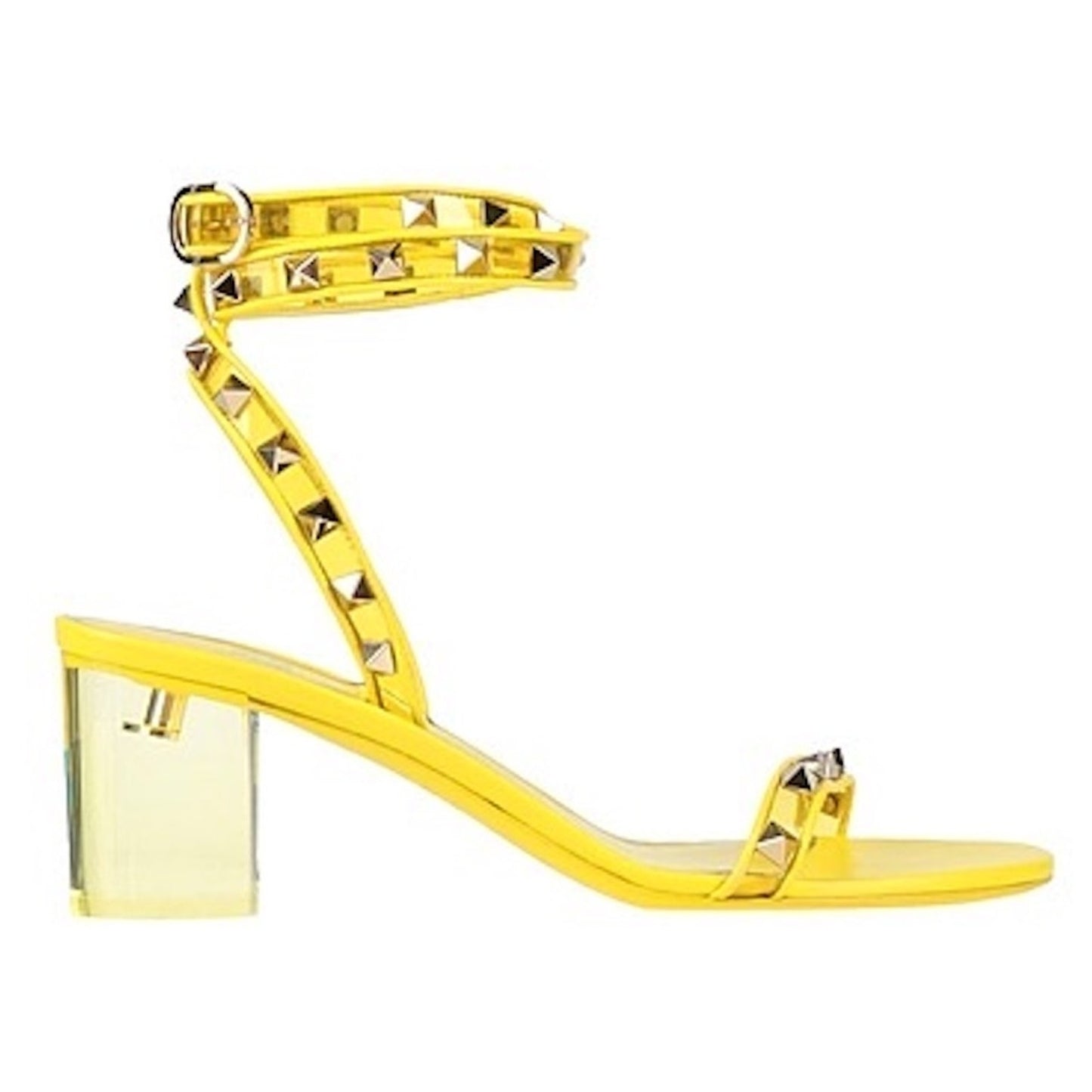 Valentino Garavani Yellow Rockstud PVC Leather Sandals