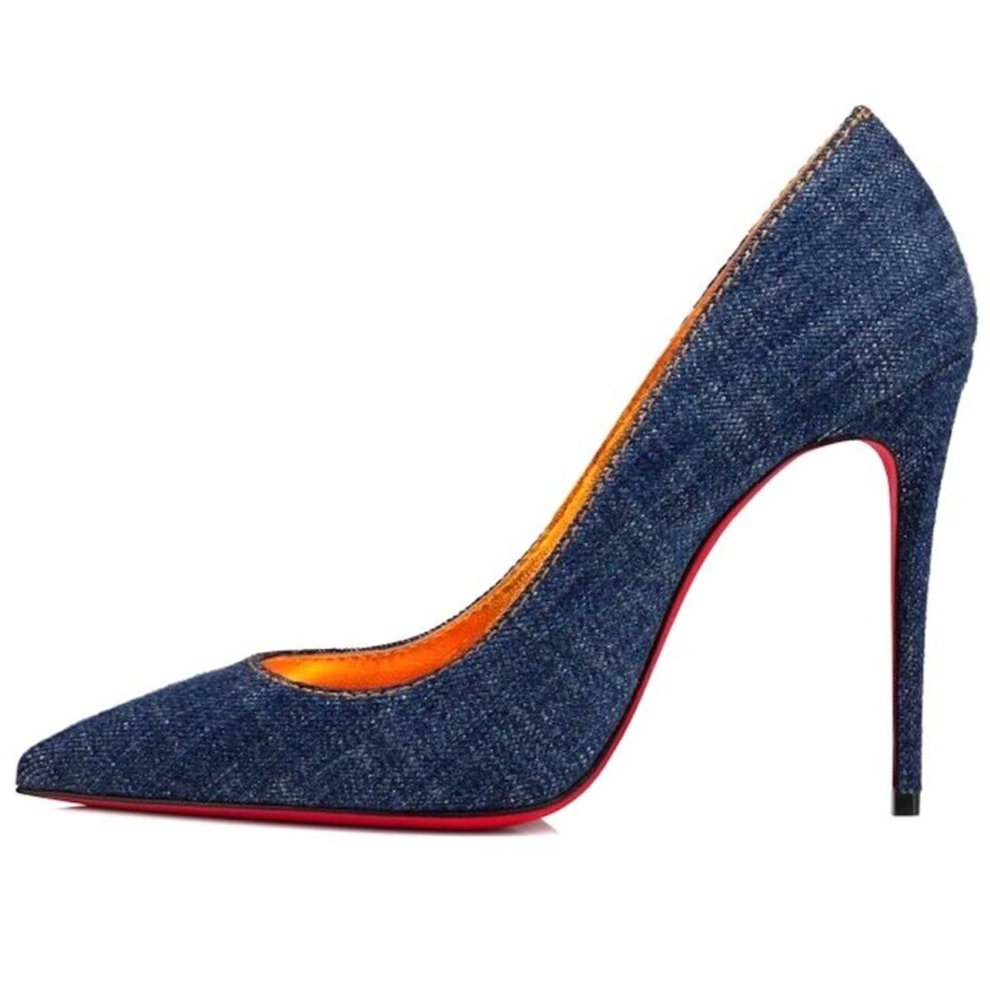 Christian Louboutin So Kate 120 leather pointed toe pumps Blue Denim Gold