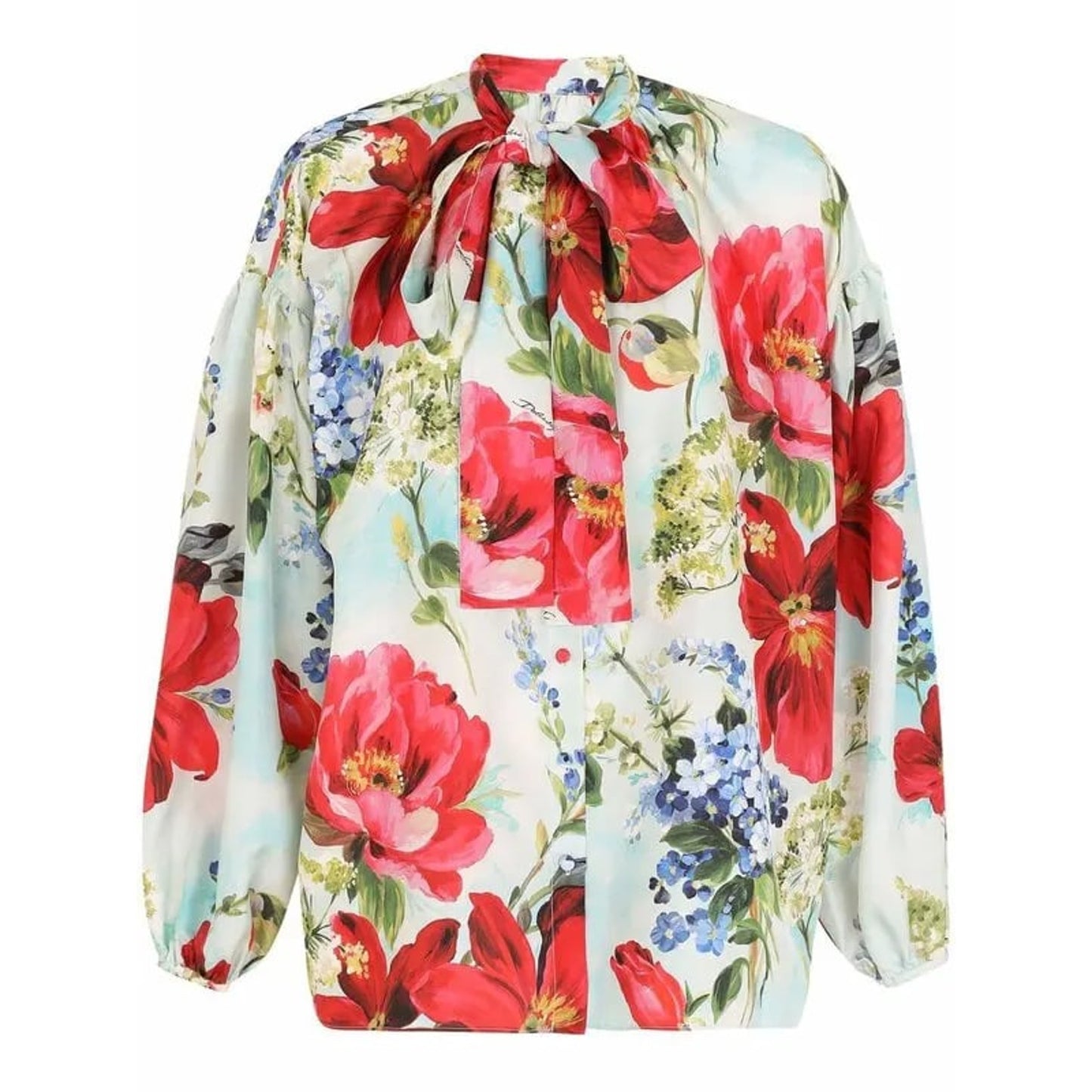 NWT  Dolce & Gabbana Floral Print Blouse Silk Shirt Multicolor IT 42 US M