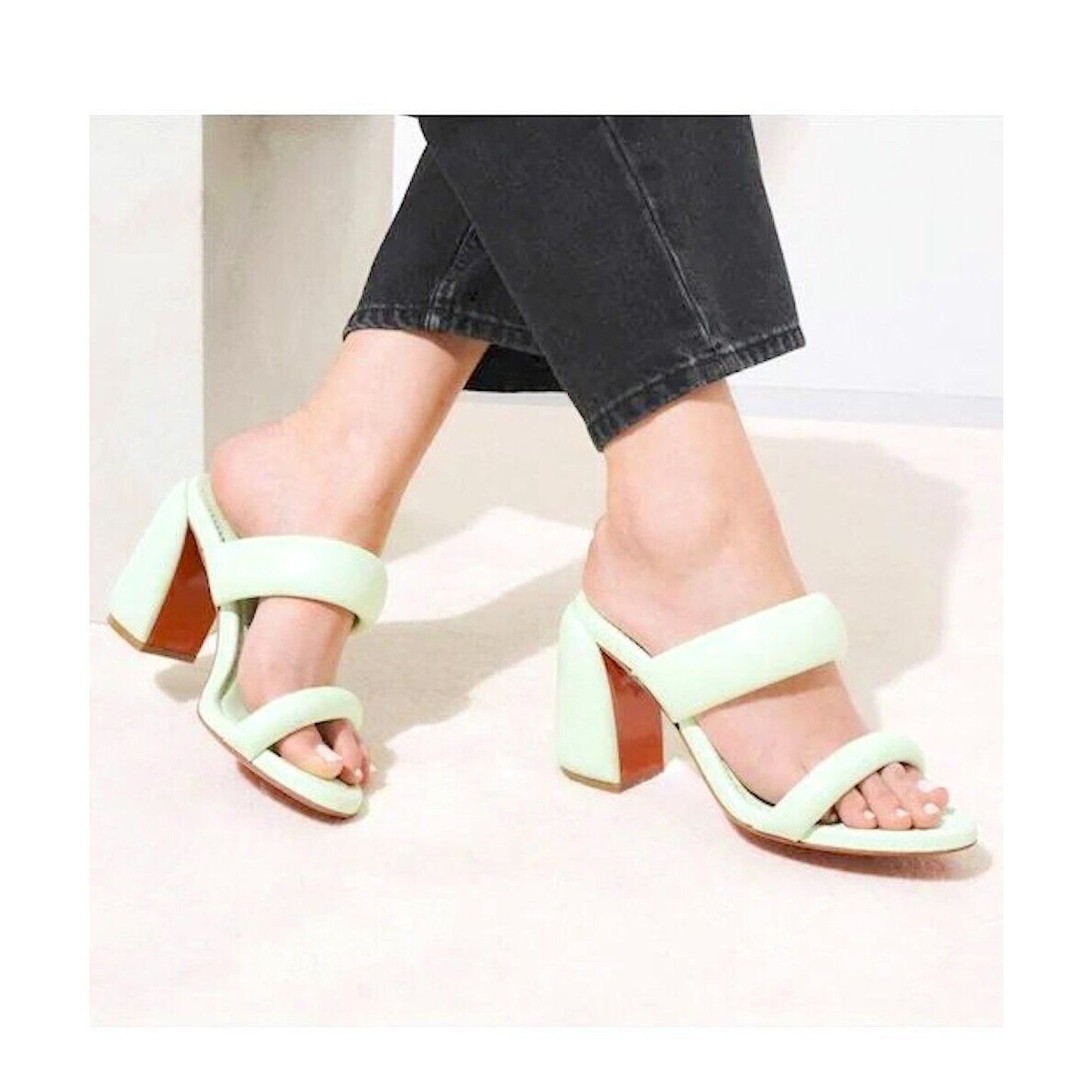 Christian Louboutin Inflama Sab 85 Mint Green Leather Mules