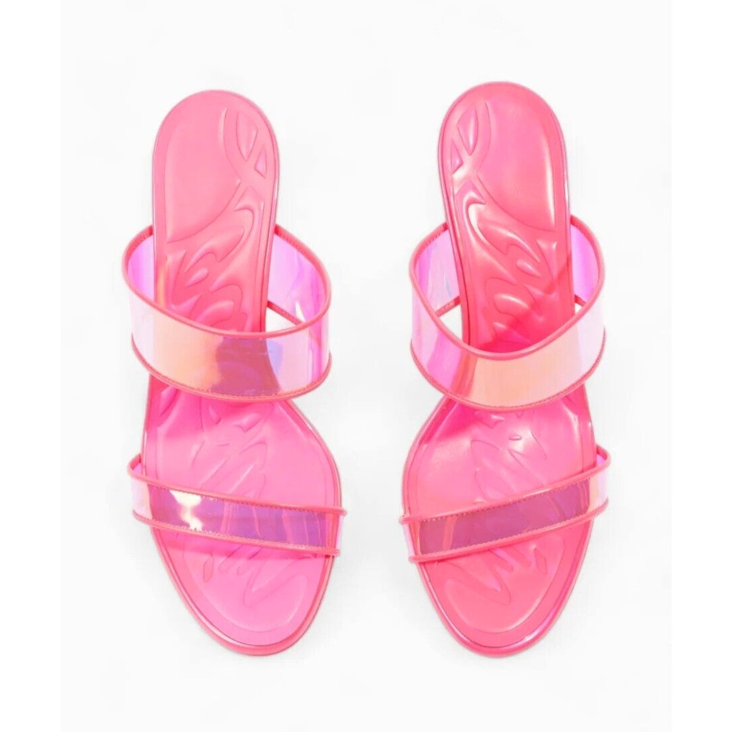 Christian Louboutin Just Loubi 85 Mules Leather PVC Neon Pink 38.5