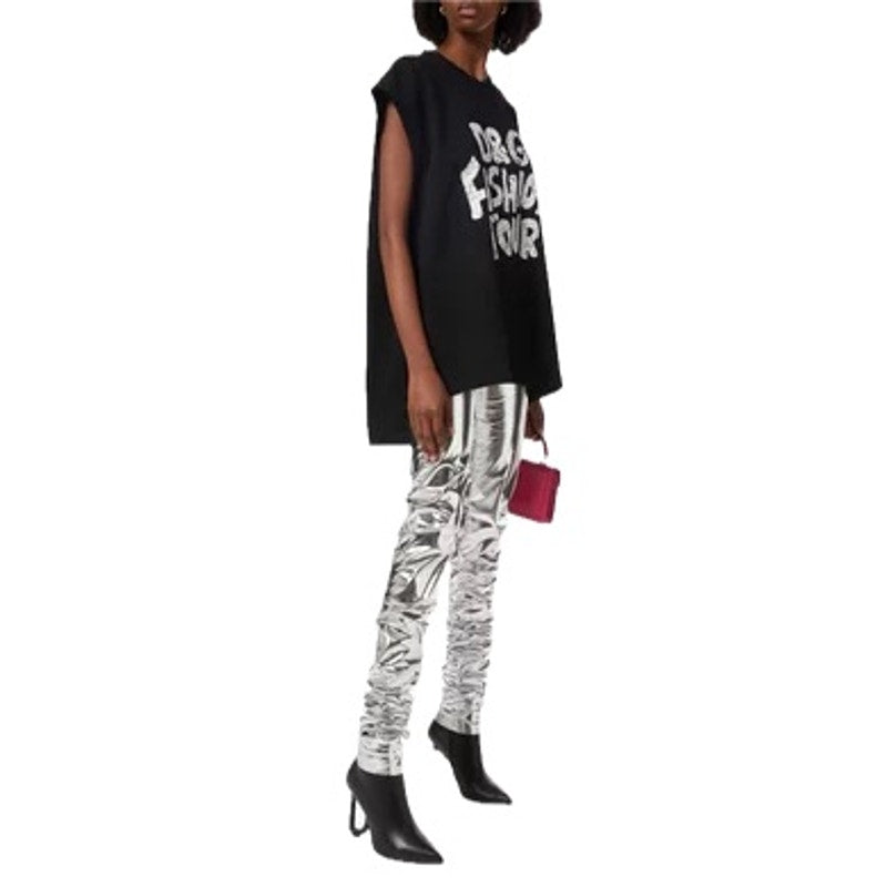 NWT Dolce & Gabbana Black D&G Fashion Tour step-hem T-Shirt IT 36 XXS