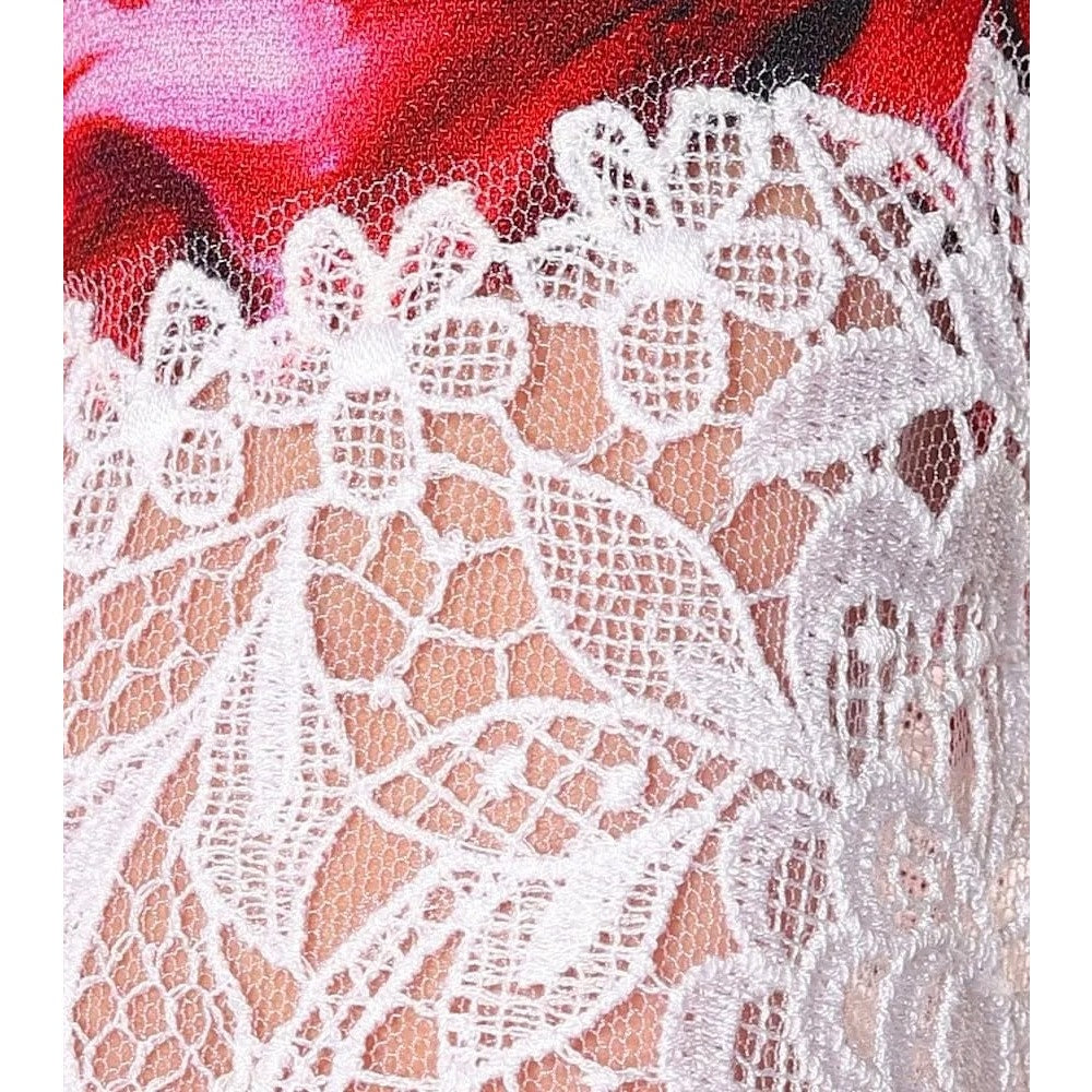 NWT Dolce & Gabbana Lace Trimmed Floral Crepe Mini Dress Multi IT 40 / S