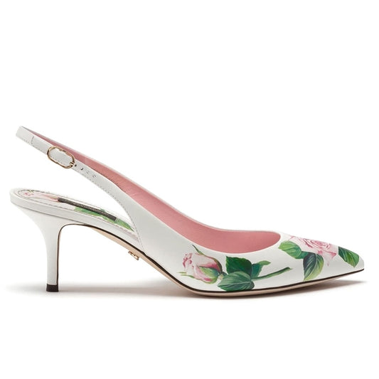 Dolce & Gabbana  Tropical Rose Print Slingbacks pumps