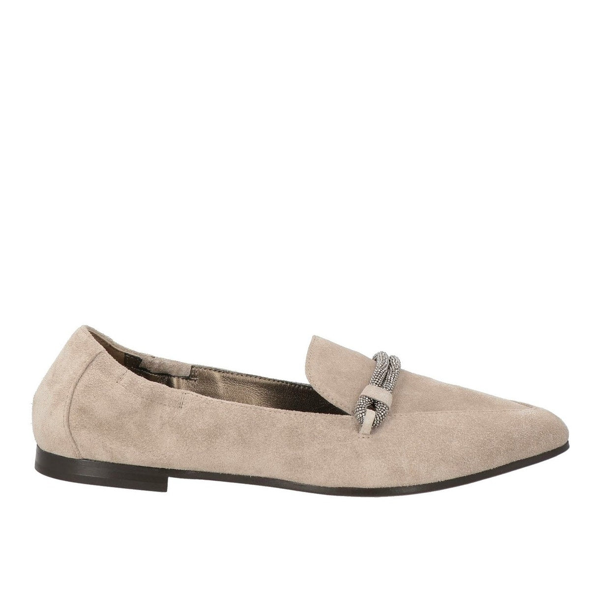 Brunello Cucinelli Woman's Suede Beaded Loafers Grey 36