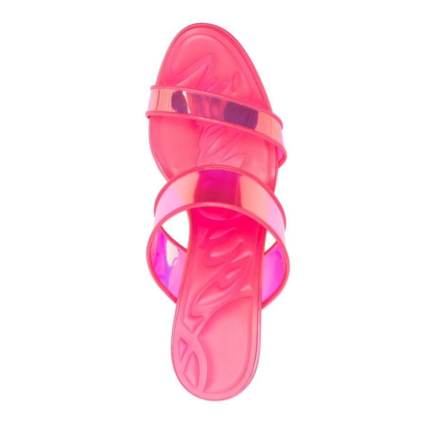 Christian Louboutin Just Loubi 85 Mules Leather PVC Neon Pink 38.5