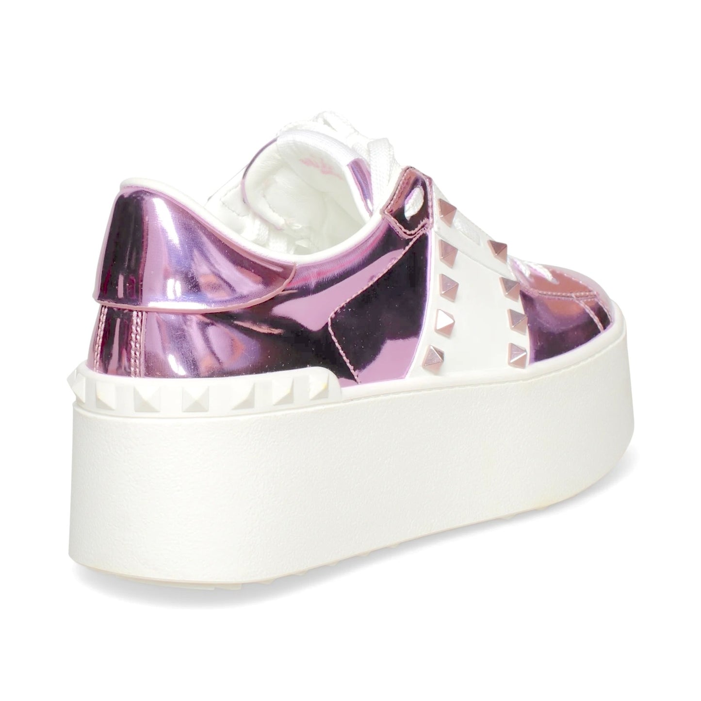 Valentino Garavani Pink Platform Rockstud Untitled Mirror-effect Sneakers