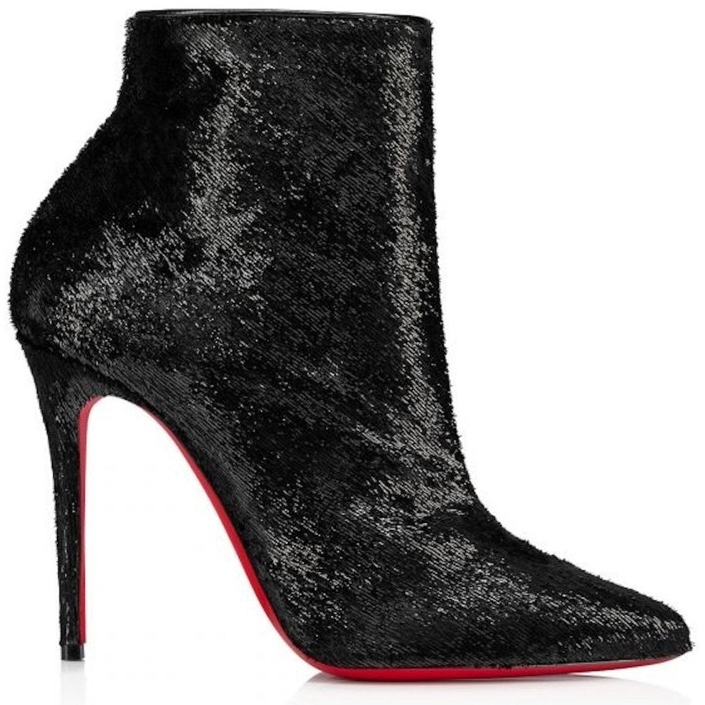 Christian Louboutin Black Velours So Kate Booty 100 Ankle Boots Pointed Toe