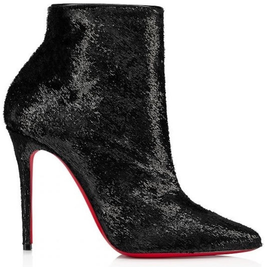 Christian Louboutin Black Velours So Kate Booty 100 Ankle Boots Pointed Toe