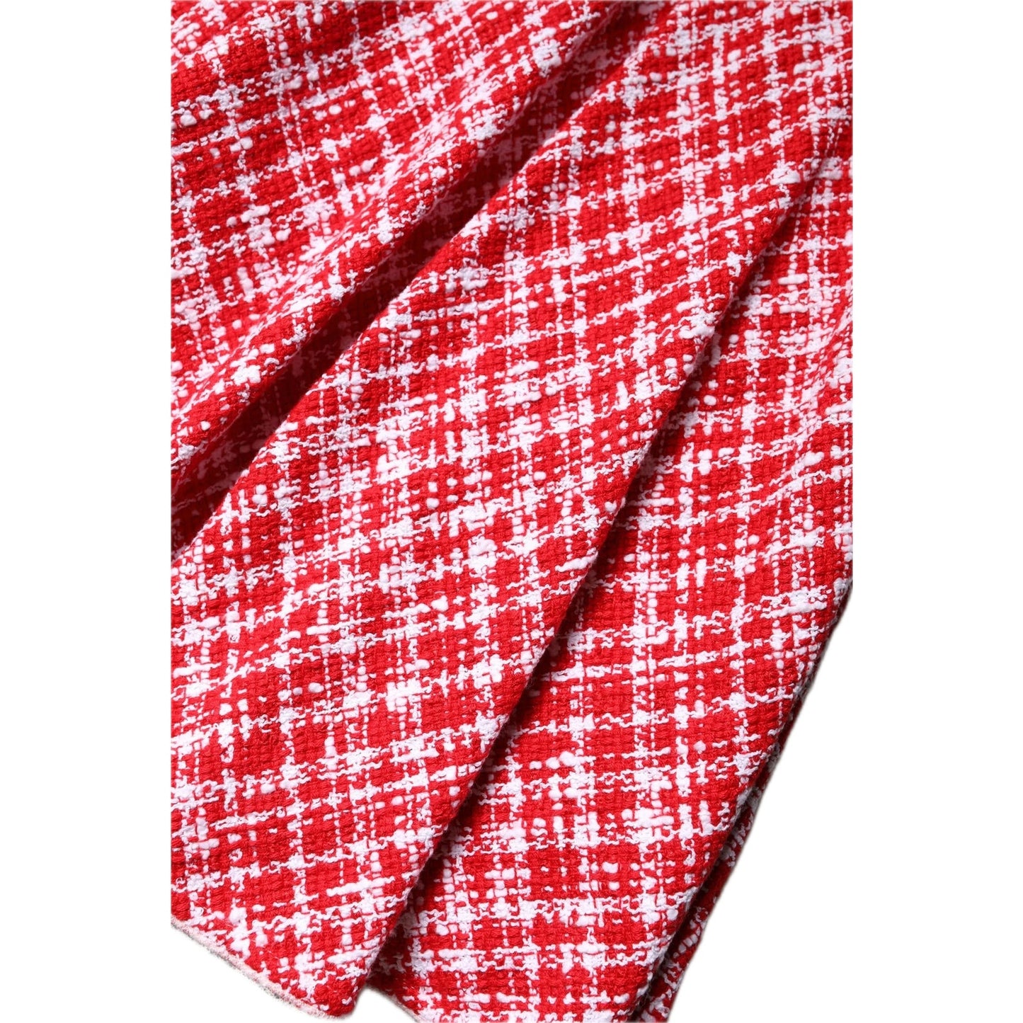 NWT Dolce & Gabbana Red White Tweed Circle Mini Skirt IT 38 US XS