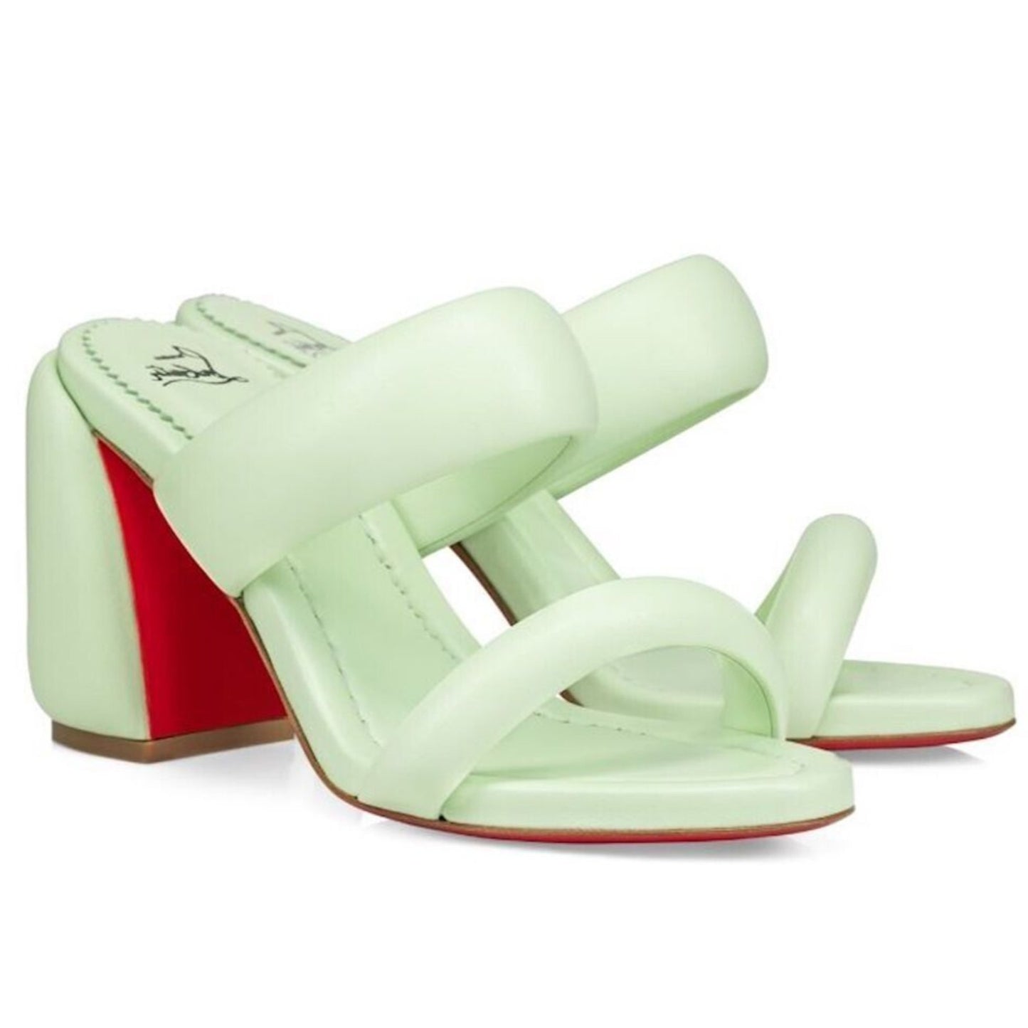 Christian Louboutin Inflama Sab 85 Mint Green Leather Mules