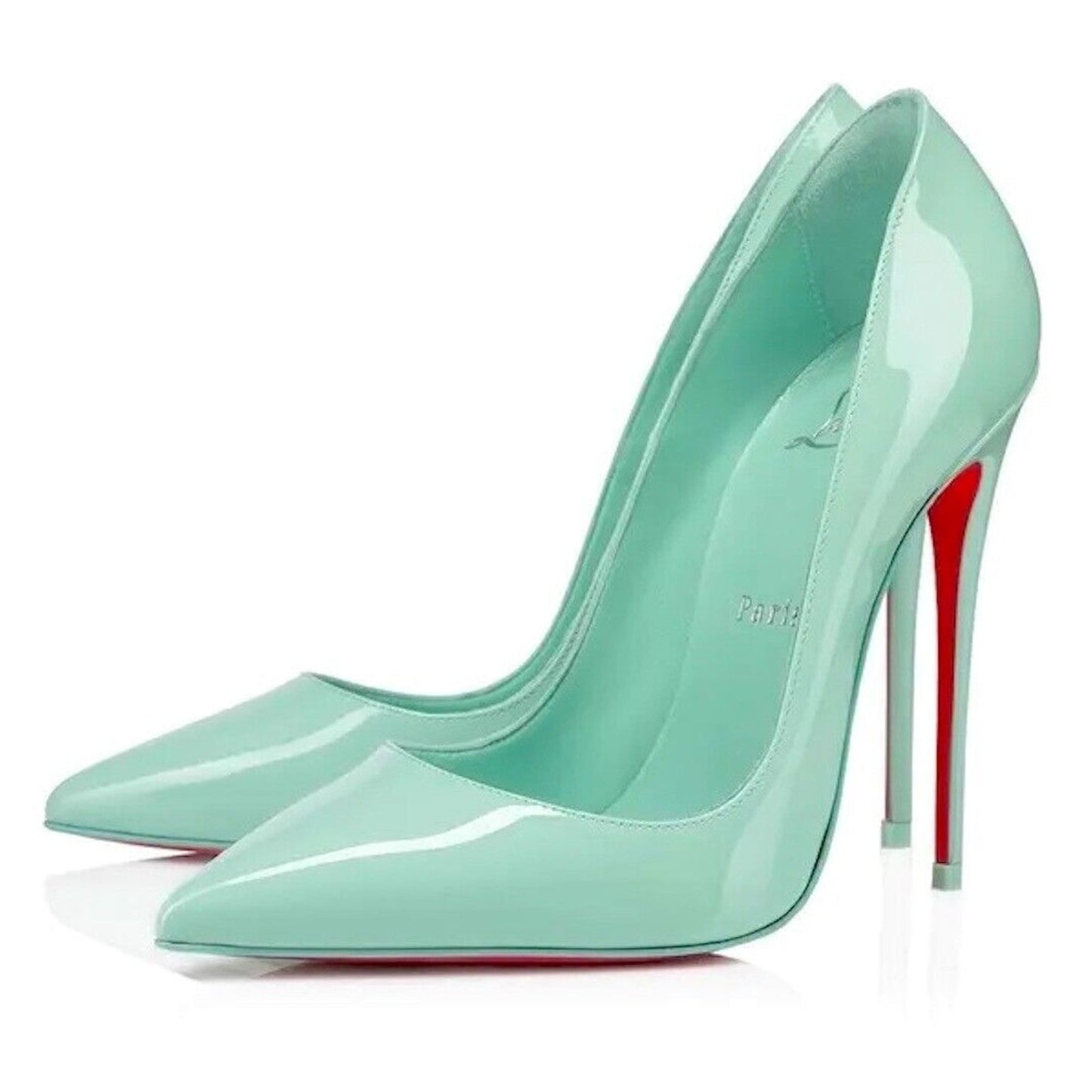 Christian Louboutin So Kate 120 patent leather pointed toe pumps Mint Green