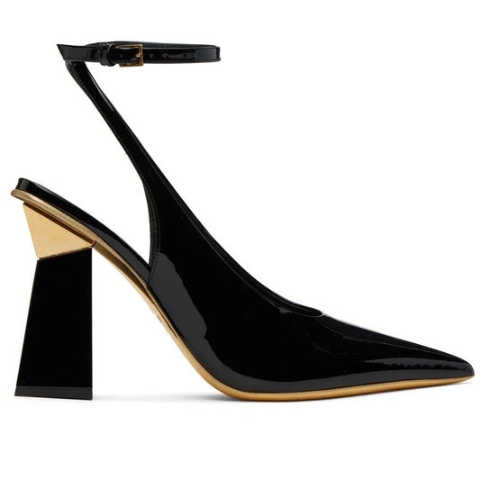 NIB Valentino Garavani Black One Stud Hyper Heel Pumps Gold 36.5