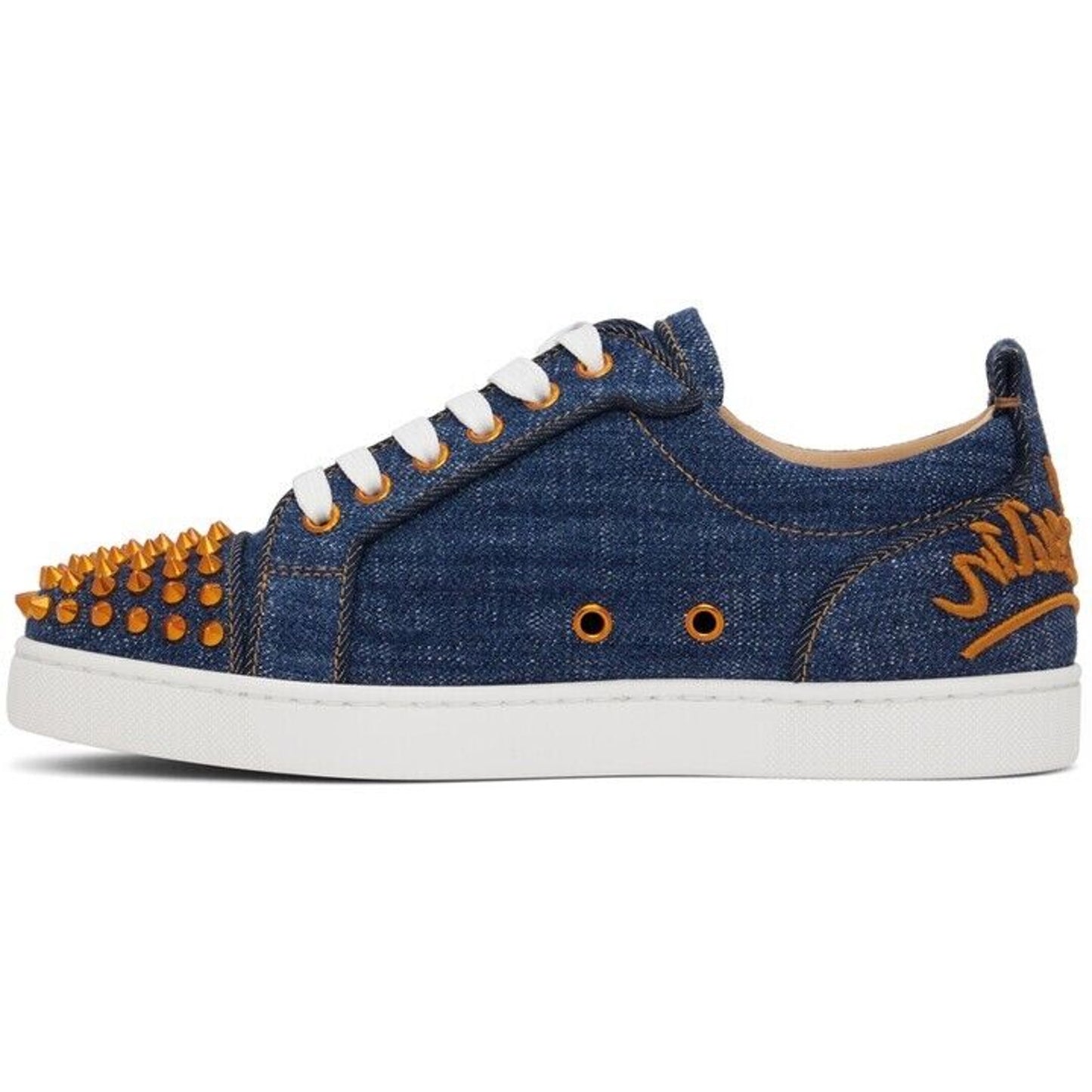 Christian Louboutin Navy Fun Louis Junior Spikes Sneakers Denim Blue