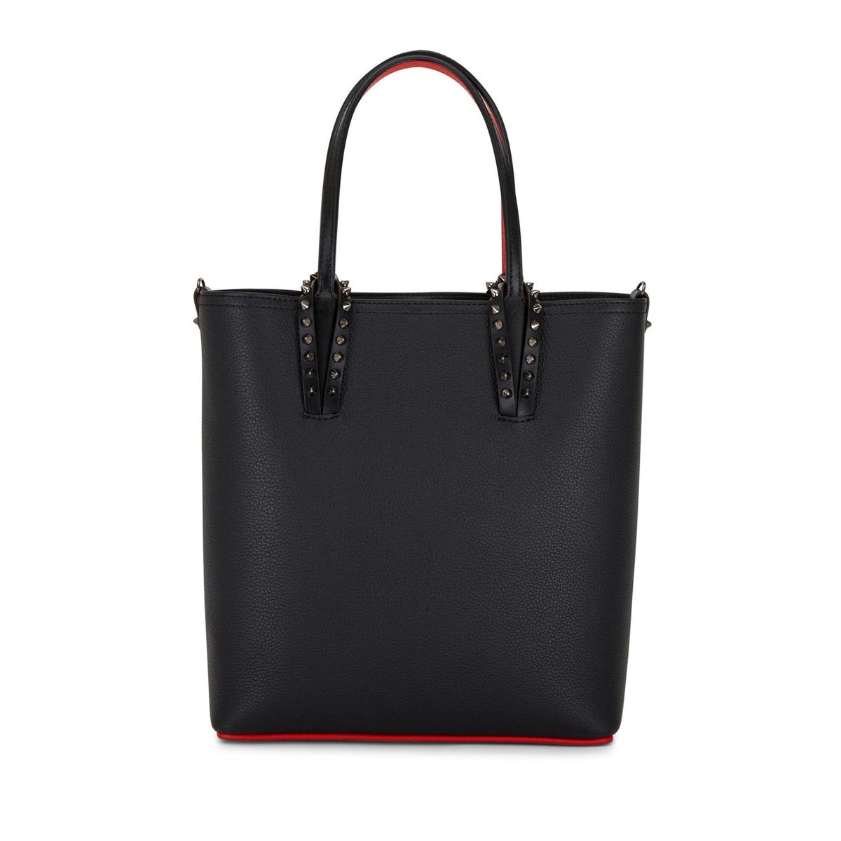Christian Louboutin Cabata Small Calf leather spikes Tote Bag Black Red