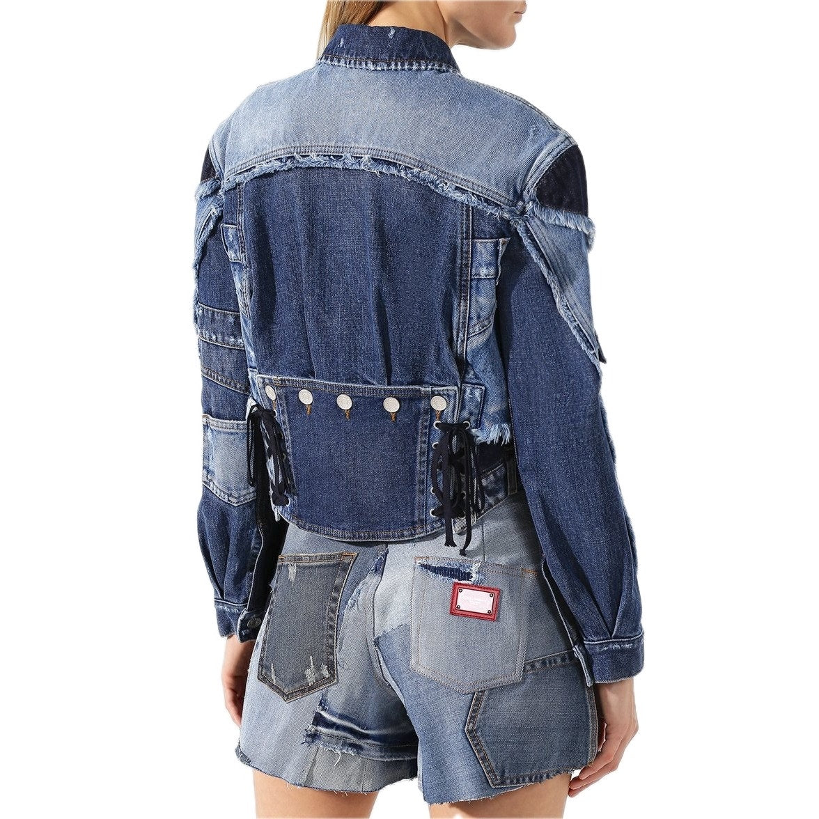 NWT Dolce & Gabbana Cropped Blue Denim Patchwork Jean Jacket IT 40 S