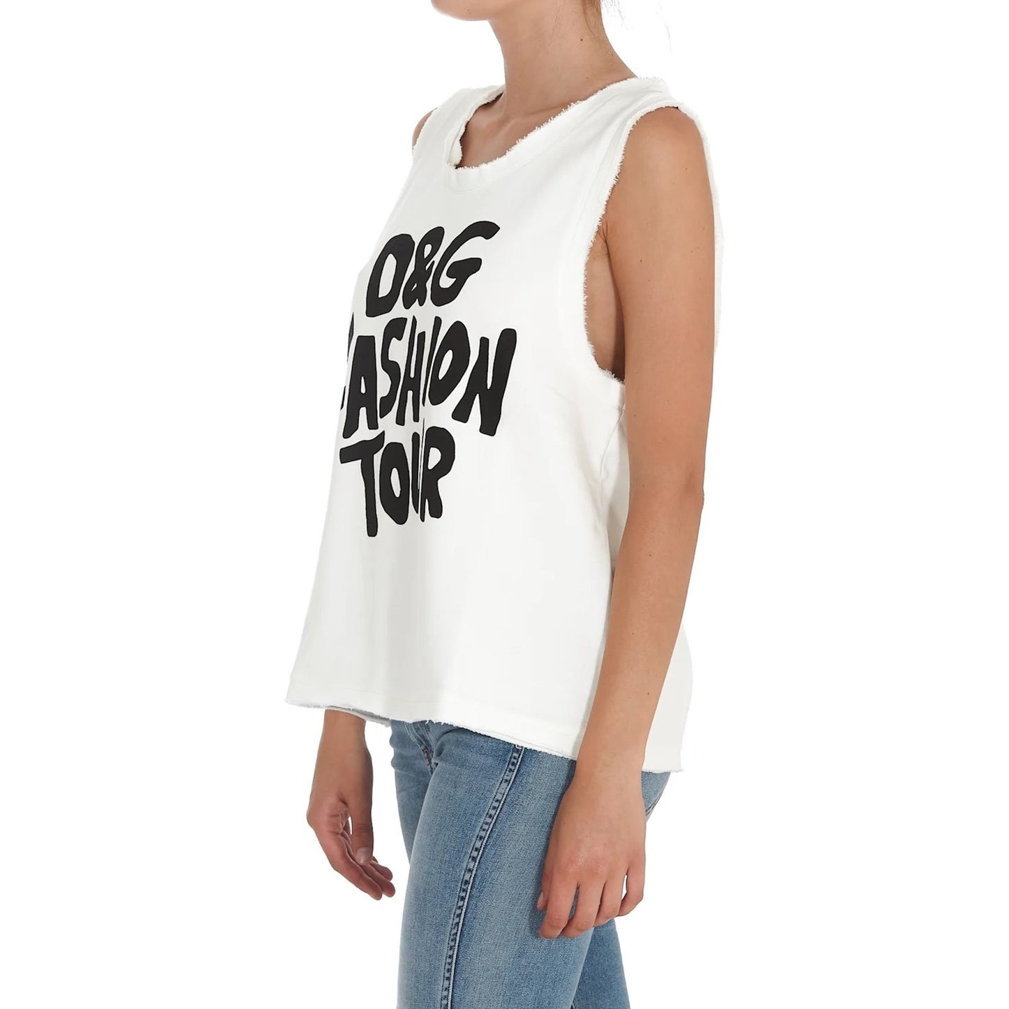 NWT Dolce & Gabbana White D&G Fashion Tour Sleeveless T-Shirt IT 38 XS