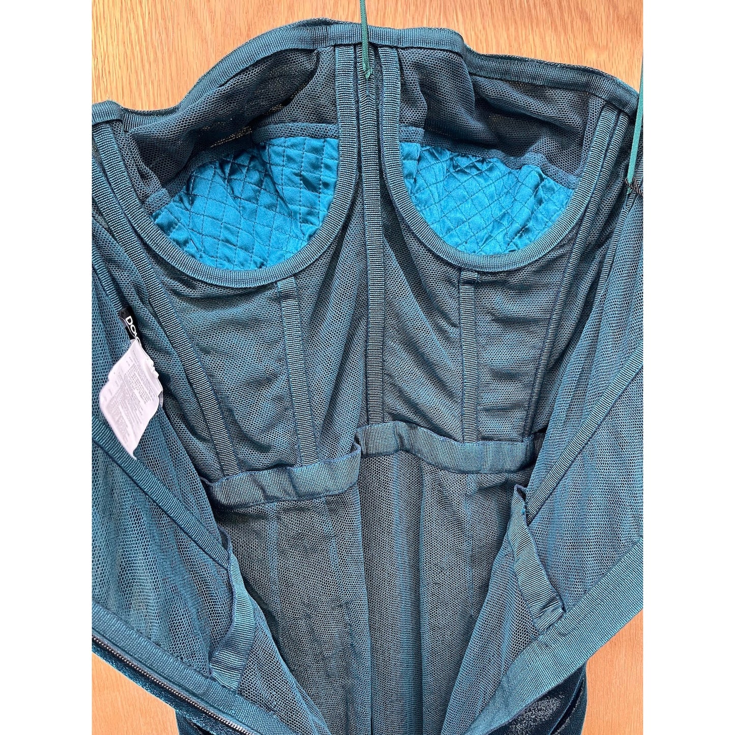 NWT Dolce & Gabbana Blue Tulle Ruched Mesh Bodycon Midi Dress 44 L