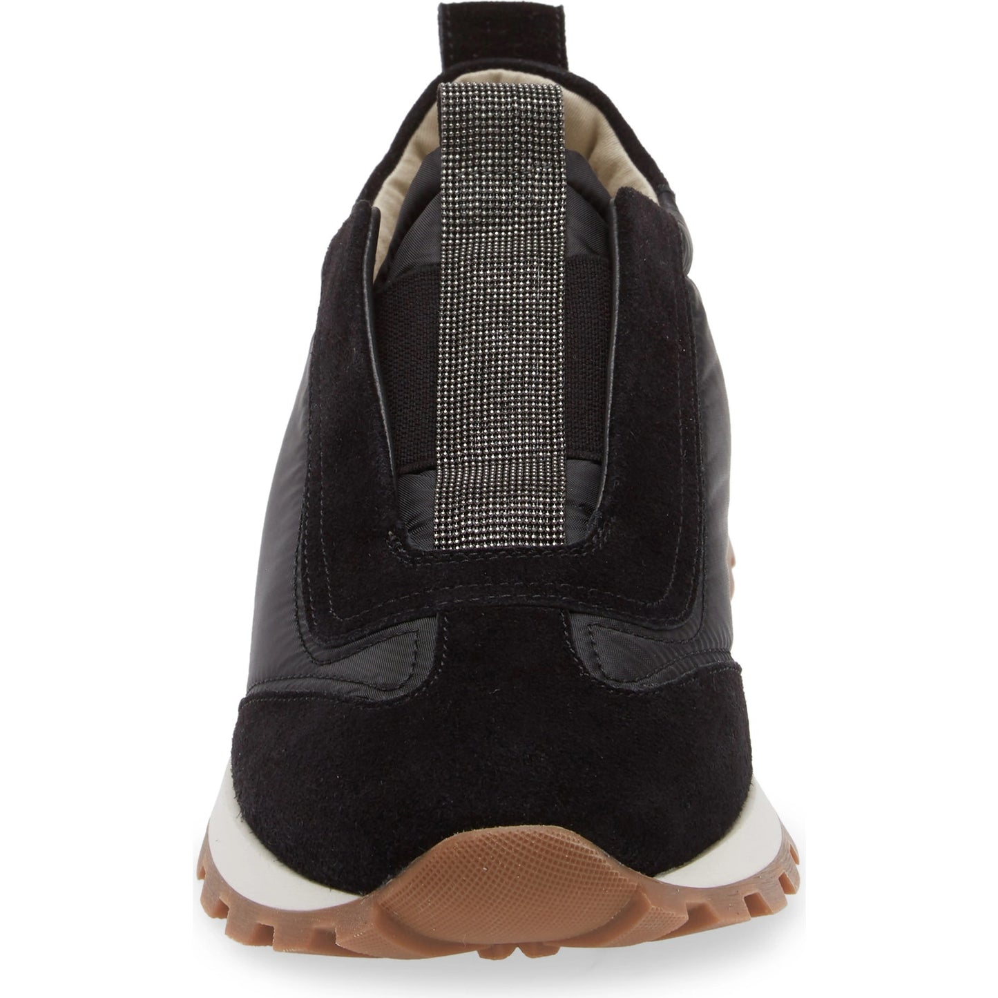 Brunello Cucinelli monili-embellished Suede Techno Fabric slip-on sneakers Black 36