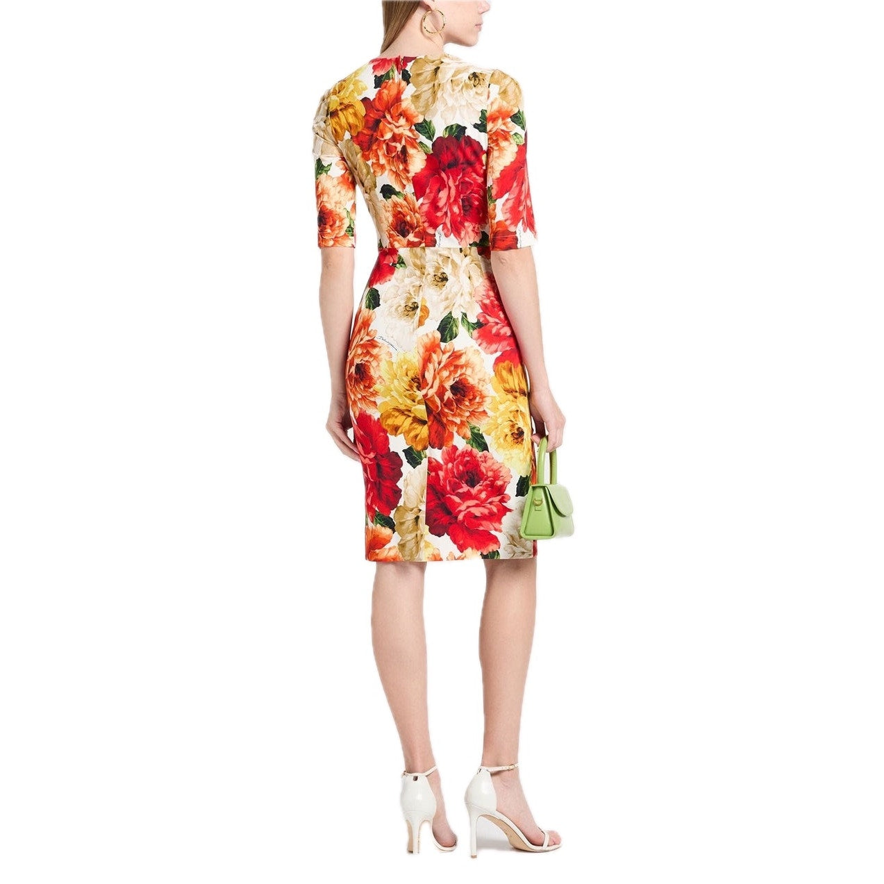 NWT Dolce & Gabbana Multicolor Marigold Floral Print Sheath Midi Dress IT 38 XS
