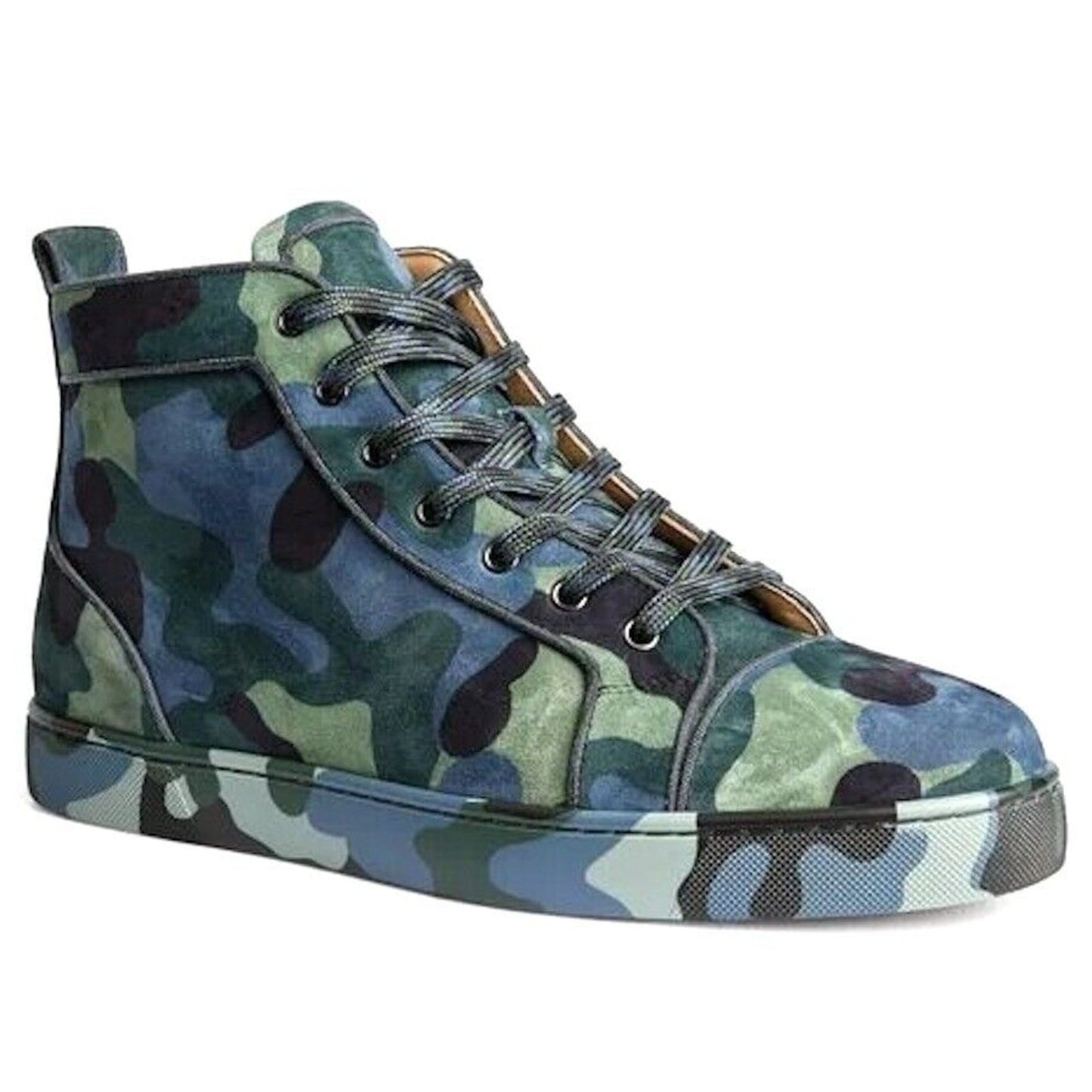 Christian Louboutin Louis Orlato Camouflage Suede Sneaker Blue Green