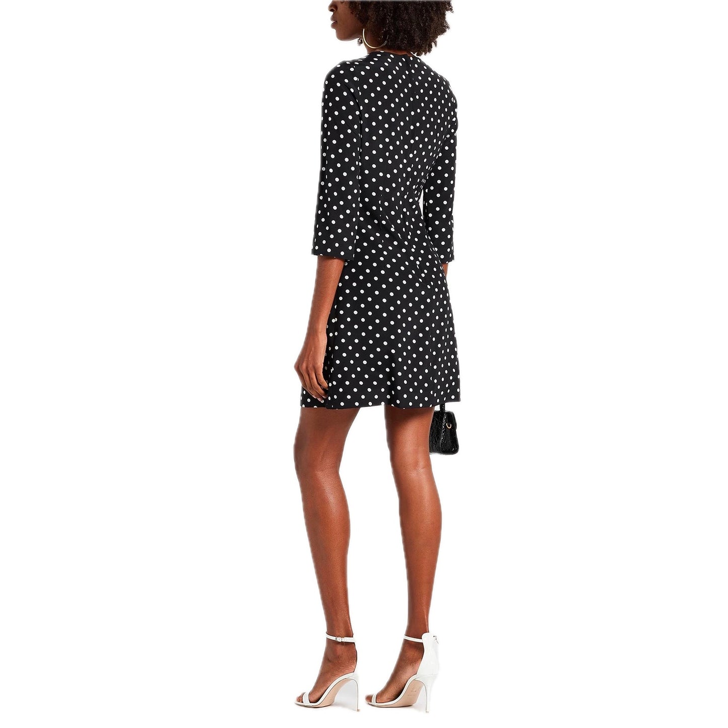 DOLCE & GABBANA Black White Polka Dot Long Sleeve Mini Dress 42 M
