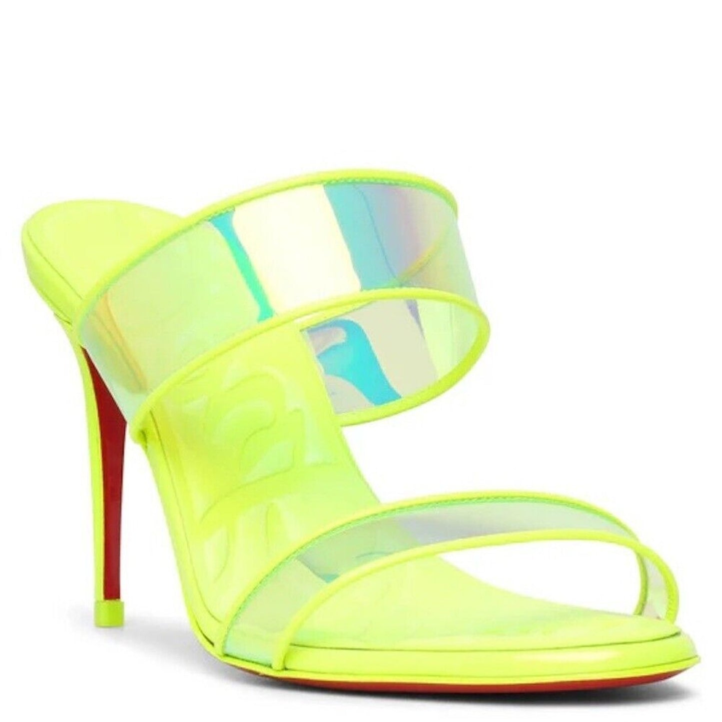 Christian Louboutin Just Loubi 85 Mules Leather PVC Neon Yellow