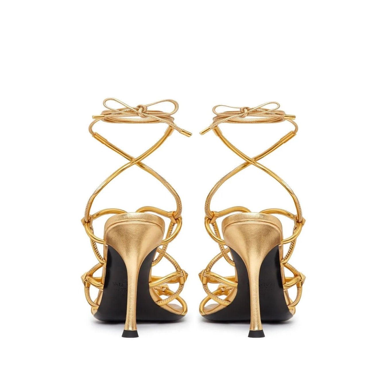 NIB Valentino Garavani Rockstud Net lace-up Heel Leather Sandals 36