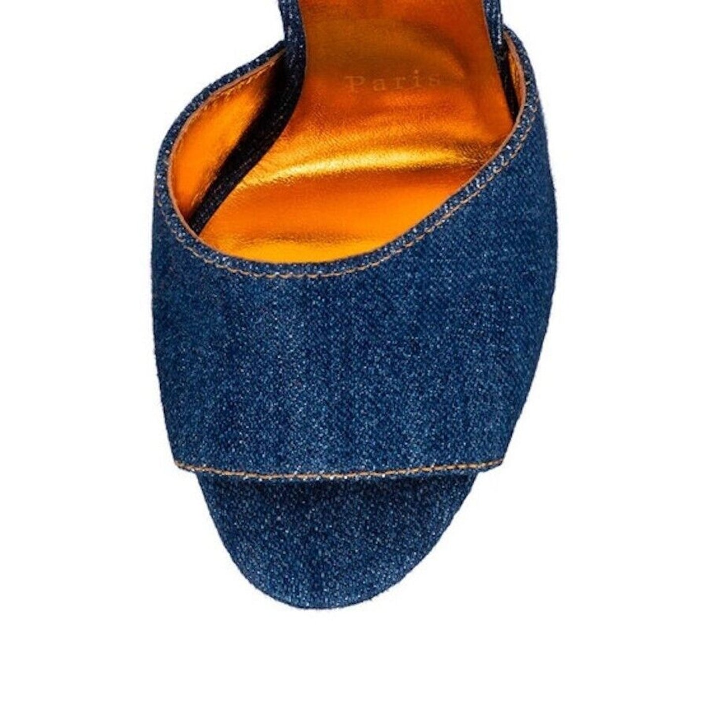 Christian Louboutin Mira Colunata 120 Denim Platform Wedge Sandals Pump Blue