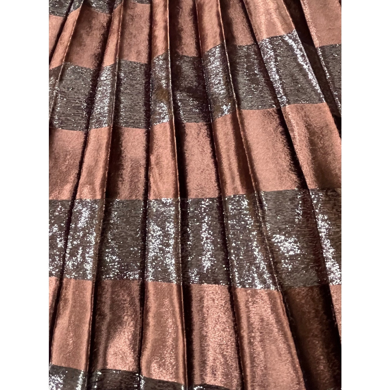 NWT Dolce & Gabbana Dark Brown Metallic Velvet Pleated Long Skirt IT 36 US XXS