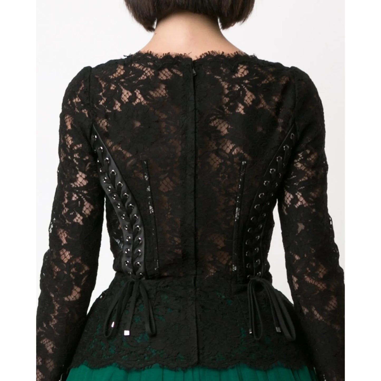 NWT Dolce & Gabbana Black Lace Long Sleeve Top Blouse IT 40 S