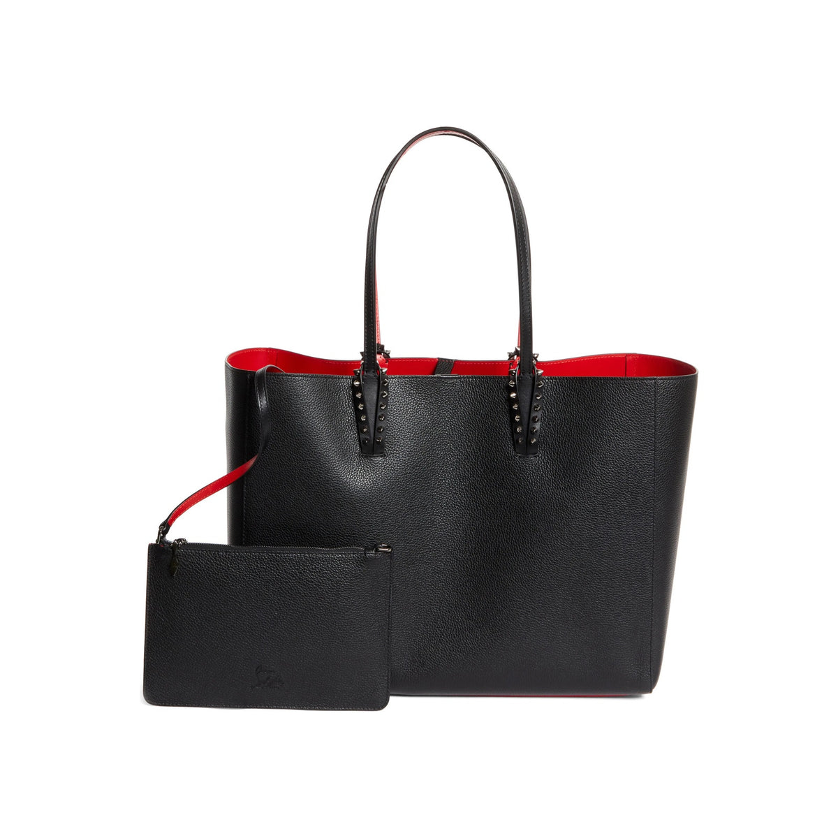Christian Louboutin Cabata Calf leather spikes Tote Bag Black Red