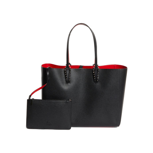 Christian Louboutin Cabata Calf leather spikes Tote Bag Black Red